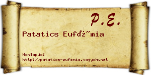 Patatics Eufémia névjegykártya